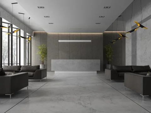 Interior of a hotel spa reception 3D illustration Stock Illustration
