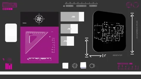Interior House - Construction plan - purple 02 Stock Footage 61801658