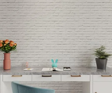 Interior of a house with flowers, 3d render Stock Illustration