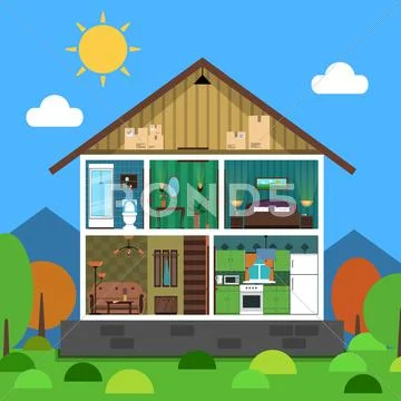 Interior House Illustration Stock Illustrationen