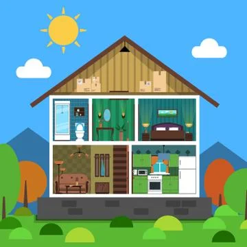 Interior House Illustration 스톡 일러스트