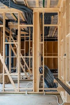 Interior of House Under Construction with Ventilation System Stock Photos