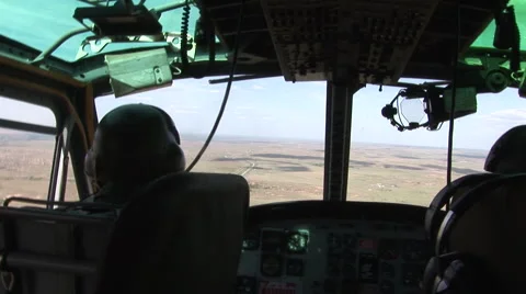 Interior Huey helicopter gunship while in the air Stock-Footage 45532882