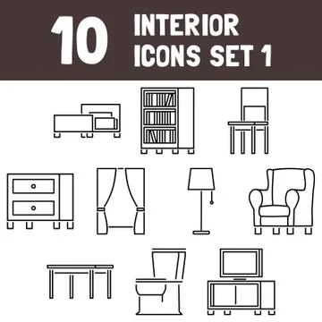 Interior Icons Set Stock Illustration
