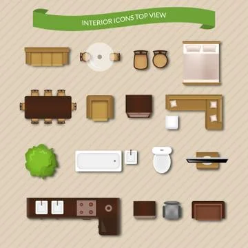 Interior Icons Top View Stock Illustration