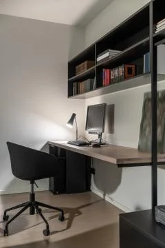 Interior of illuminated modern flat with light walls 스톡 사진