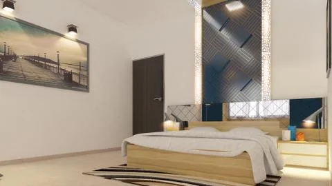 Interior illustration rendering of bedroom dressing bathroom drawing room liv Illustrazione stock