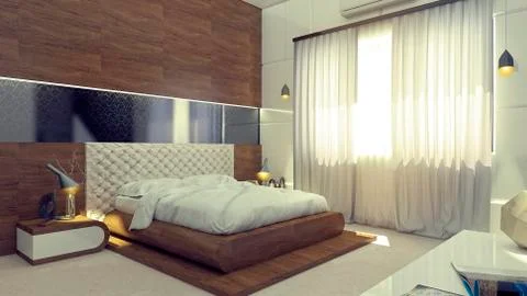 Interior illustration rendering of bedroom dressing bathroom drawing room liv Illustrazione stock