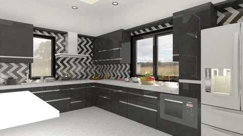 Interior illustration rendering of bedroom dressing bathroom drawing room liv Illustrazione stock