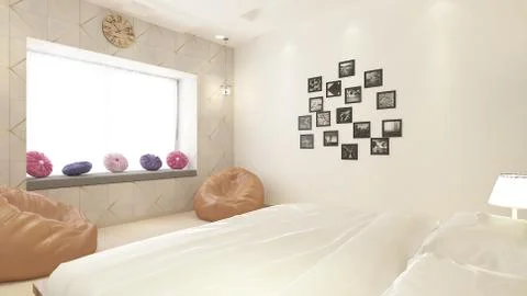 Interior illustration rendering of bedroom dressing bathroom drawing room liv Illustrazione stock