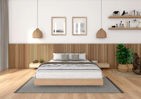 Interior image of a fully equipped bedroom Stock Illustration