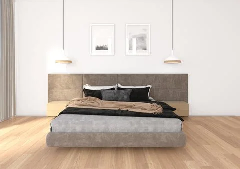 Interior image of a fully equipped bedroom Ilustração Stock