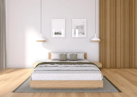 Interior image of a fully equipped bedroom Ilustração Stock