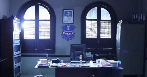 Interior of Indian police station Stock Footage