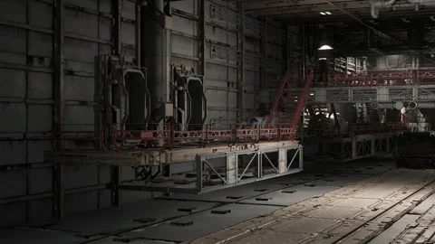 Interior of an industrial space with complex machinery and equipment Stock Footage 329212287
