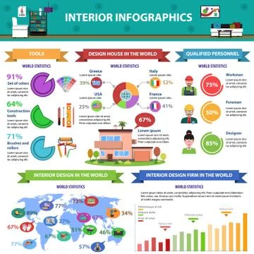 Interior Infographics Set 스톡 일러스트