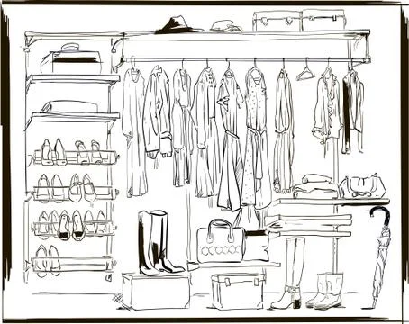 Interior ink sketch Stock Illustration