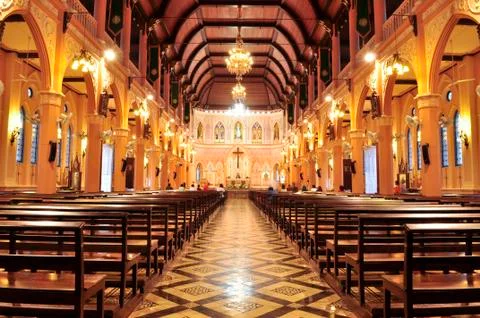 Interior inside the cathedral of the immaculate conception Stock Photos