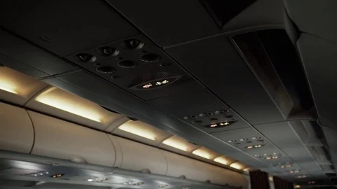 Interior inside of the plane with passengers. Stock Footage 77621585