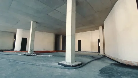 Interior inside a room under construction. Panorama of the room under Video stock 153141765