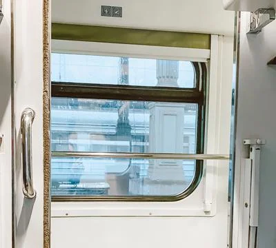 Interior inside the train compartment. Transport and travel concept Stock Photos