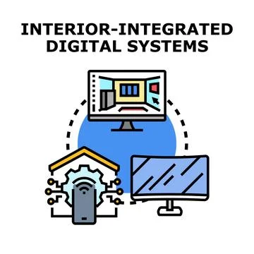 Interior integrated smart home digital systems technology Stock Illustration