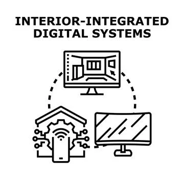 Interior integrated smart home digital systems technology Stock Illustration
