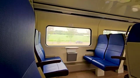 Interior of Intercity train seats. Stock Footage 314449406