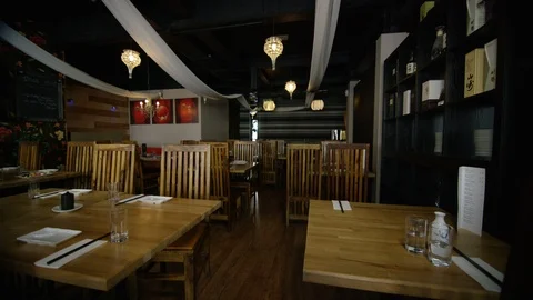 Interior of a Japanese restaurant Stock Footage 107979597
