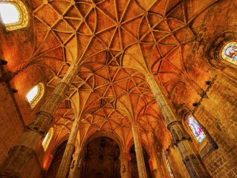 Interior of jeronimos monastery in lisbon Stock Photos