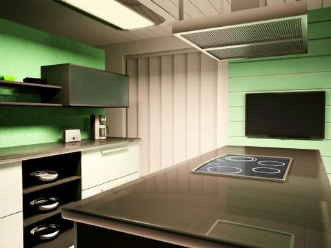 Interior of kitchen 3d render Stock Illustration