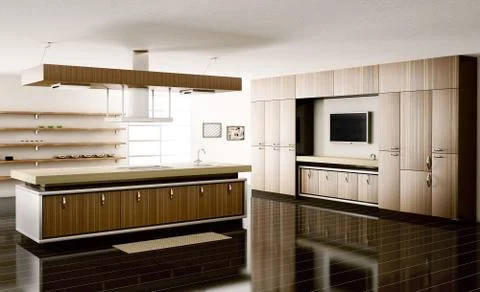 Interior of kitchen 3d render Stock Illustration