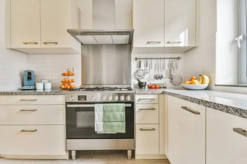 Interior of kitchen with appliances Stock Photos