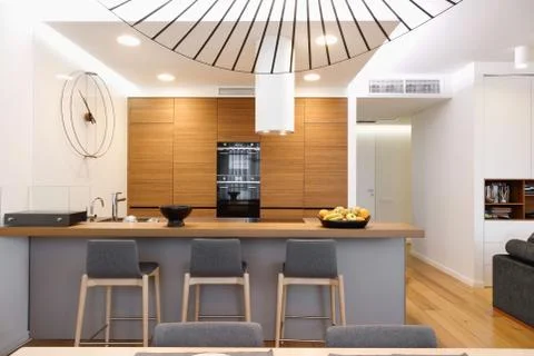 The interior of the kitchen with a bar stand Фото