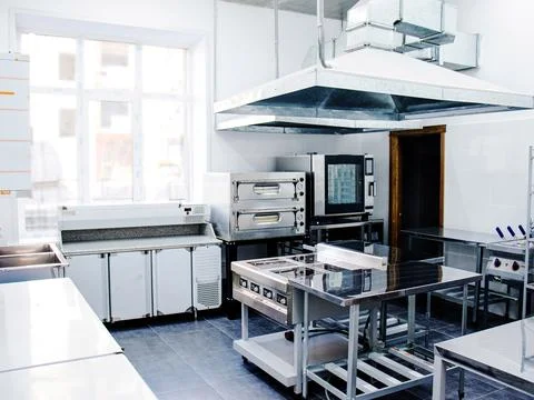 Interior kitchen in a cafe or restaurant,professional kitchen Stock Photos