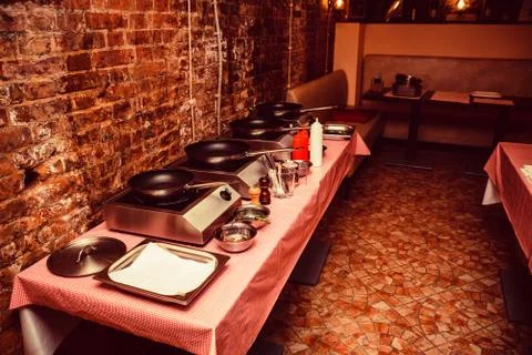 Interior of kitchen for cooking workshop Stock Photos