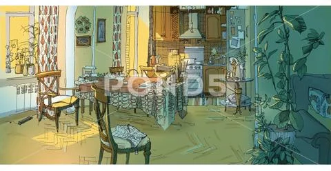 Interior of a kitchen Stock Illustration