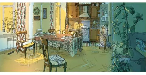 Interior of a kitchen Stock Illustration
