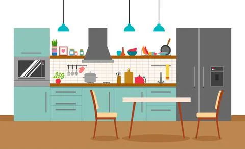 Interior of a kitchen 库存插图
