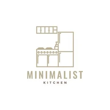 Interior kitchen modern minimalist set up line logo design vector Stock Illustration