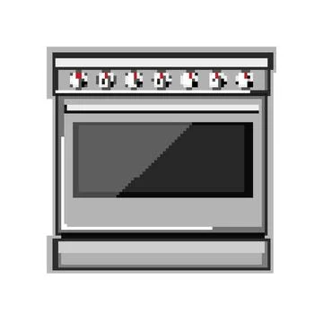 Interior kitchen stove pixel art vector illustration 스톡 일러스트