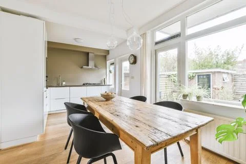 Interior of kitchen with table Stock Photos
