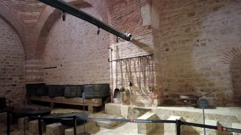 The interior of the kitchens in the Topkapi Palace Museum Stock Footage 332755470