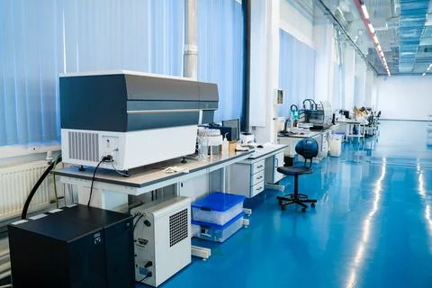 The interior of the laboratory for analysis is blue Stock Photos