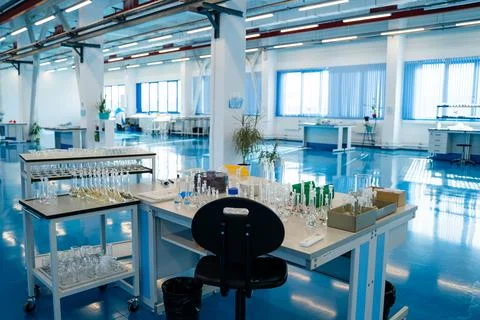 The interior of the laboratory for analysis is blue Stock Photos