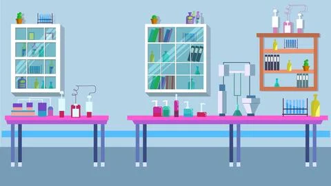Interior Laboratory, No Personal, Chemist s Office, Place for scientific expe Stock Illustration