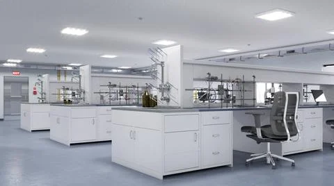 Interior of laboratory workplace. 3d illustration Stock Illustration