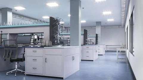 Interior of laboratory workplace. 3d illustration Stock Illustration