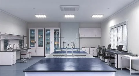 Interior of laboratory workplace. 3d illustration Illustrazione stock