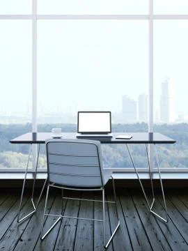 Interior with laptop on table Illustrazione stock